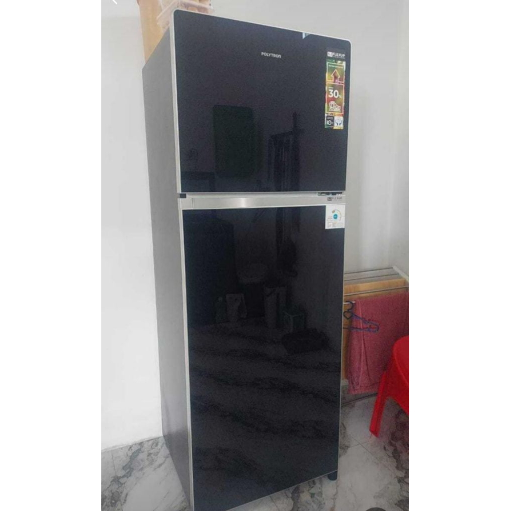 kulkas Polytron 29HB flexup 5in1 flexible cooling system kulkas 2 pintu kaca hitam belleza lemari es