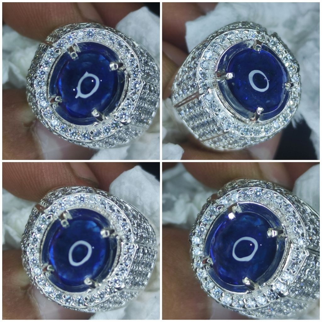 Royal Blue Sapphire Ceylon Srilanka 5.56 Cts, Batu Permata Safir Clean Luster Mewah Ring Perak Lapis