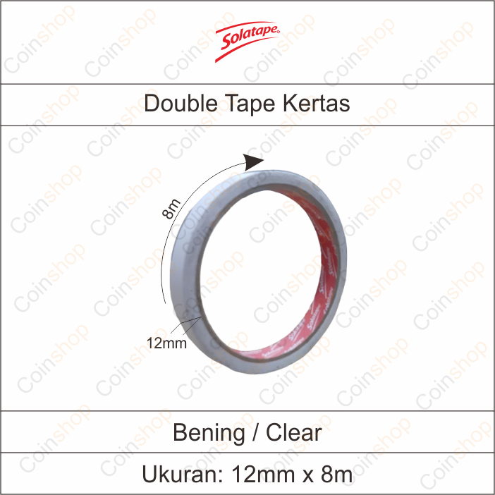 

Solatape Double Tape Kertas 1/2 inch 12mm x 8m Per Roll
