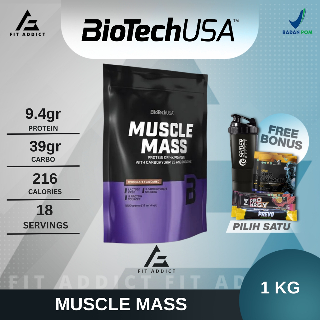Biotech USA Muscle Mass Gainer 1000 Gram 1kg 1 Kg BiotechUSA Gainer Protein 1000 Gram