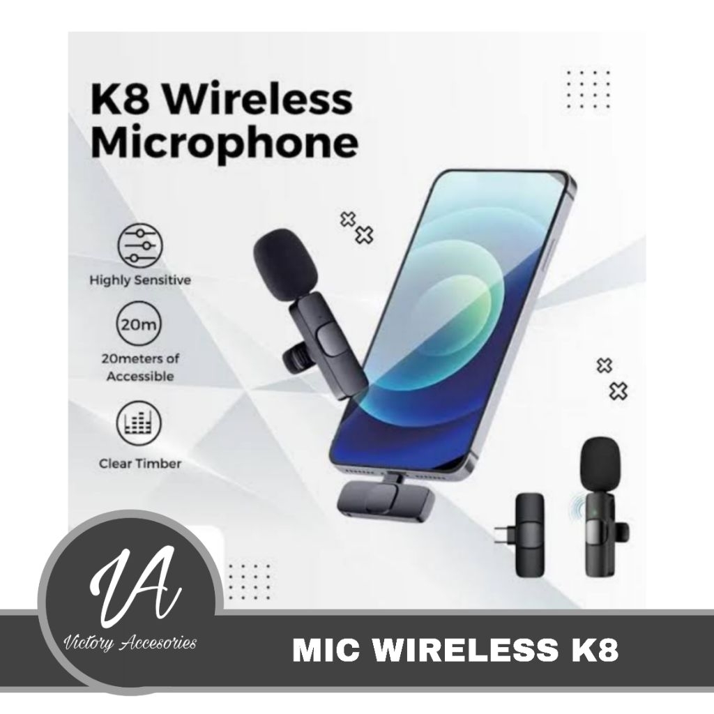 Mic Wireless K8 Type-C Clip-On 1 Mic Rechargeable – Mikrofon Nirkabel Praktis Kualitas Suara Jernih 