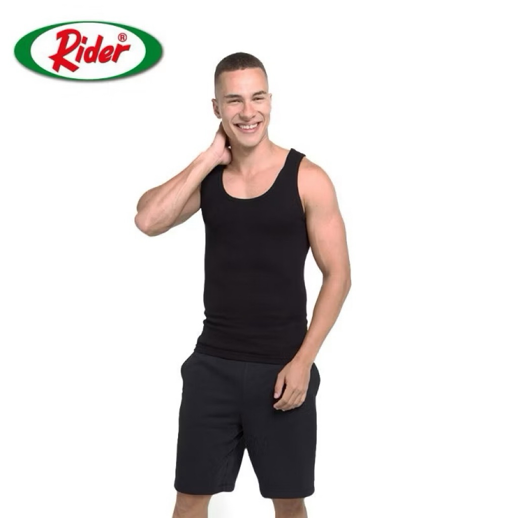 Kaos Dalam Pria Rider Vest R224BWH Hitam Singlet Pria Rider R224BWH