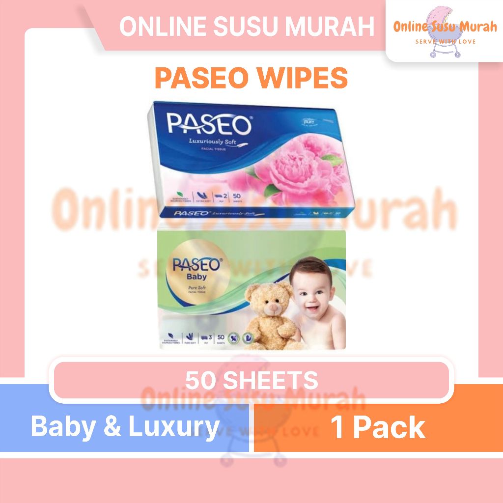 PASEO TRAVEL & LUXURY PACK 50SHEET 2PLY 3PLY BABY TISU BAYI TISSUE 50S PLTS