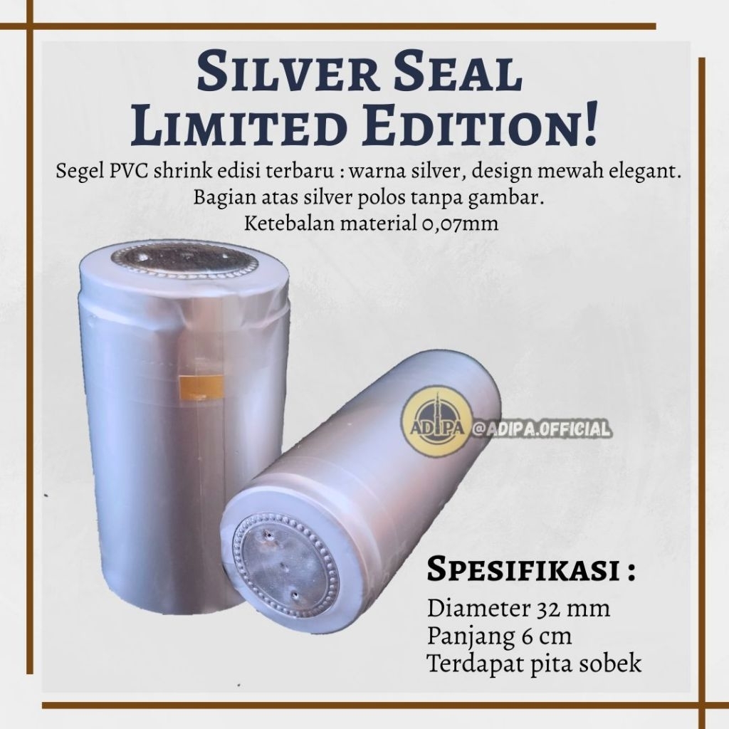 ADIPA - [Silver Seal Edition Top Polos D32mm] Segel PVC Heat Shrink Seal Shrink Film for Wine Bottle