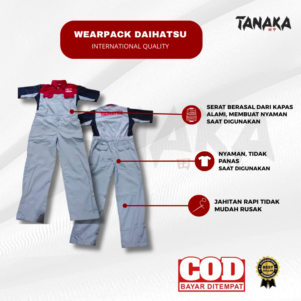 Wearpack Daihatsu Ori - Seragam Mekanik Daihatsu - Lengkap Wearpack Pria - Resmi Bengkel Daihatsu