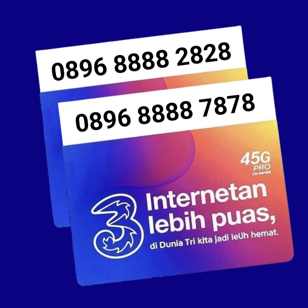 Kartu Perdana Three - Nomor Cantik Tri Prabayar - Nomor Cantik 8888 2828 - 8888 7878
