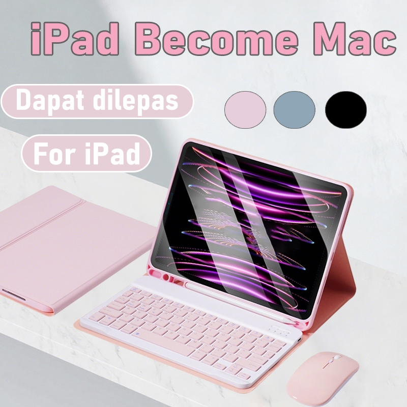 Casing Keyboard untuk iPad Casing Keyboard Magnetik iPad dengan Keyboard dan Mouse Nirkabel untuk iP