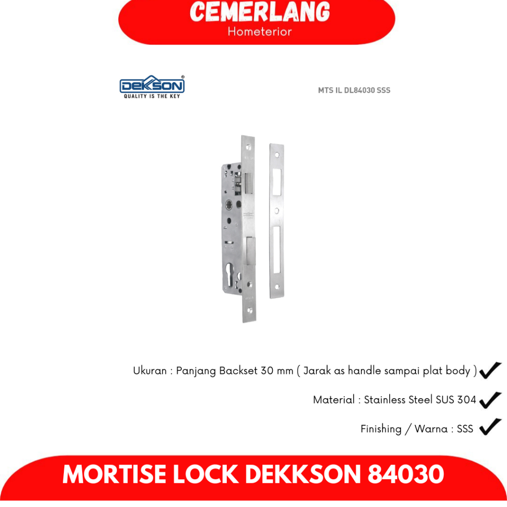 Mortise Lock Dekkson 84030 RL SSS Bodi Kunci PELOR Lockcase Swing DKS