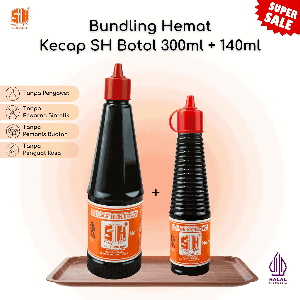 

[BUNDLING] Kecap Manis Benteng SH Botol 300ml + Botol 140ml