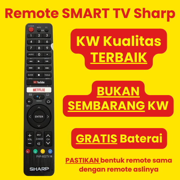 REMOTE REMOT UNTUK TV SHARP REMOTE SMART TV SHARP TOMBOL NETFLIX YOUTUBE
