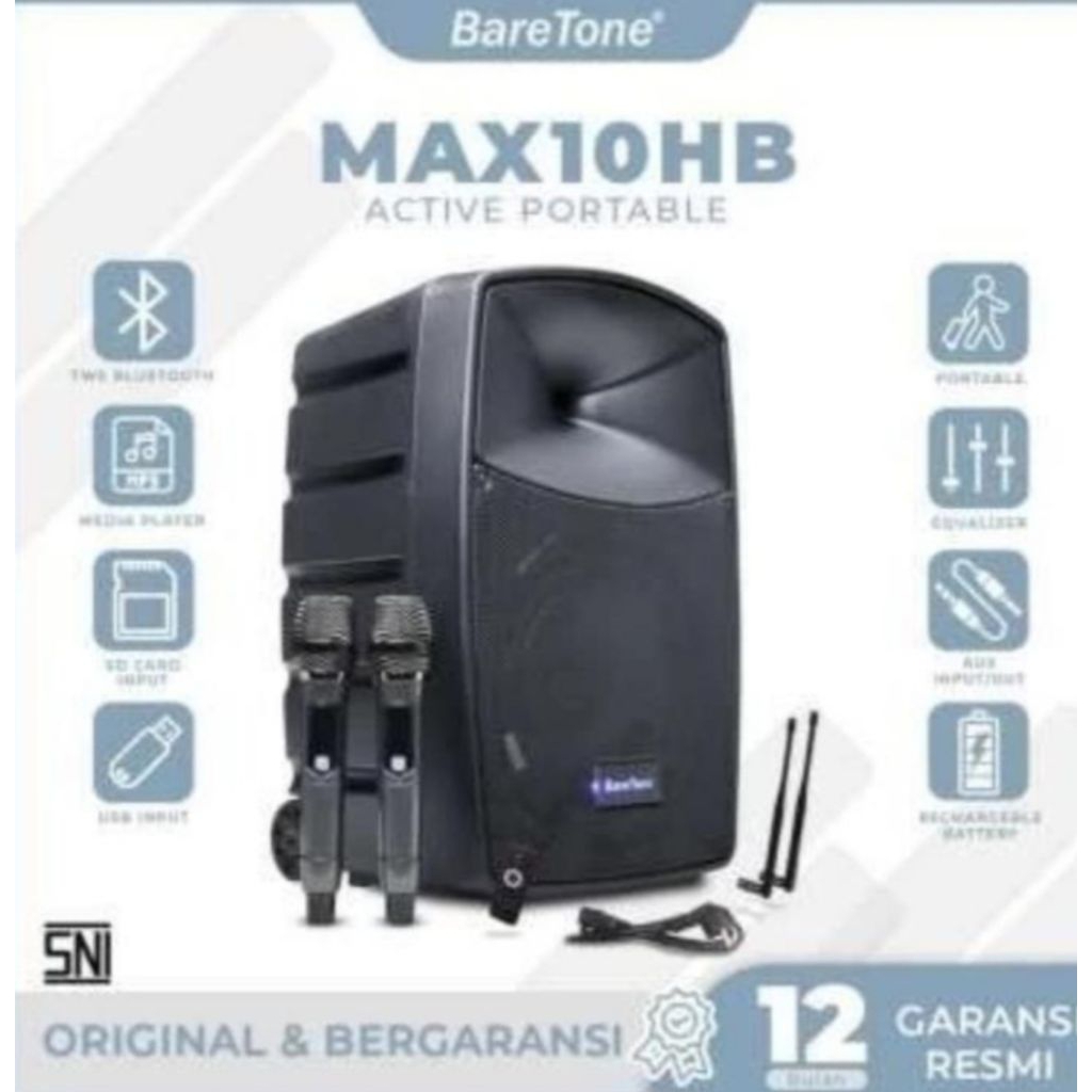 SPEAKER AKTIF PORTABLE BARETONE MAX10HB 10 INCH ORIGINAL BARETONE