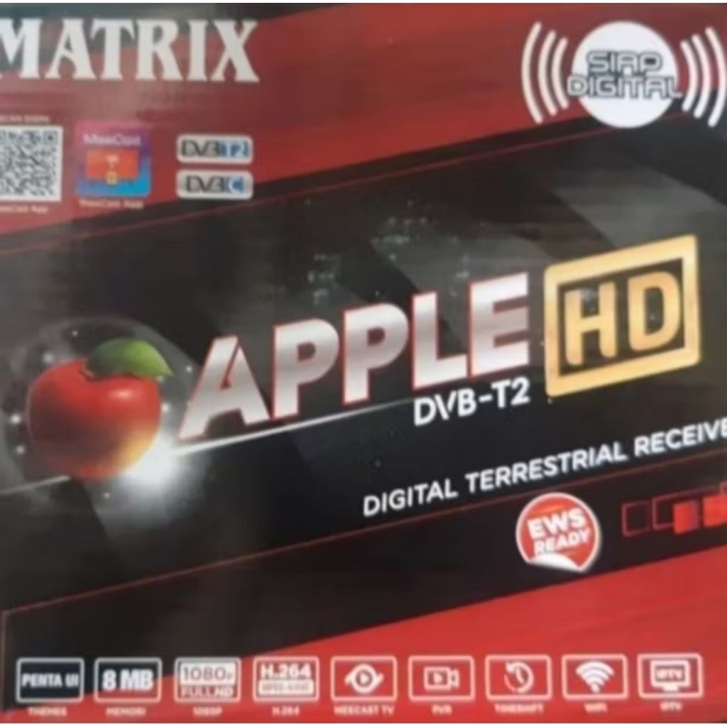 STB DVB T2 Matrix Apple Merah Bekas Normal