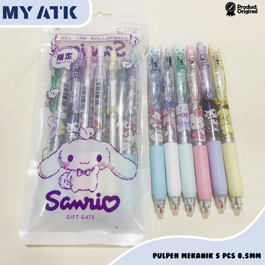 

6 PCS Set Pulpen Gel Mekanik Lucu Pulpen Aesthetic 0.5mm