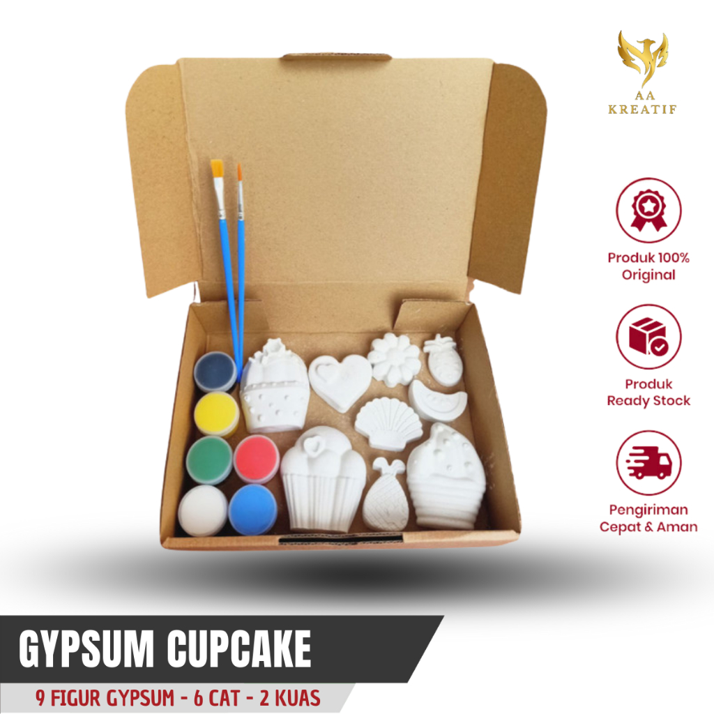 

Paket Lukis Gypsum Terlengkap Tema Cupcake dengan dilengkapi 6 PCS Cat dan 2 Kuas