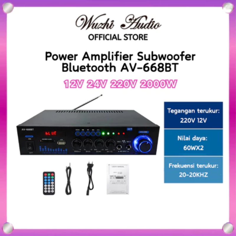 Wuzhi Audio | Power Amplifier Subwoofer Bluetooth AV-668BT Amplifier Karaoke Amplifier Board Audio F