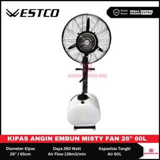 Kipas Angin Embun Westco 26 Inch Mist Fan Spray Fan Embun Kabut Halus Water Tank 60L WESTCO