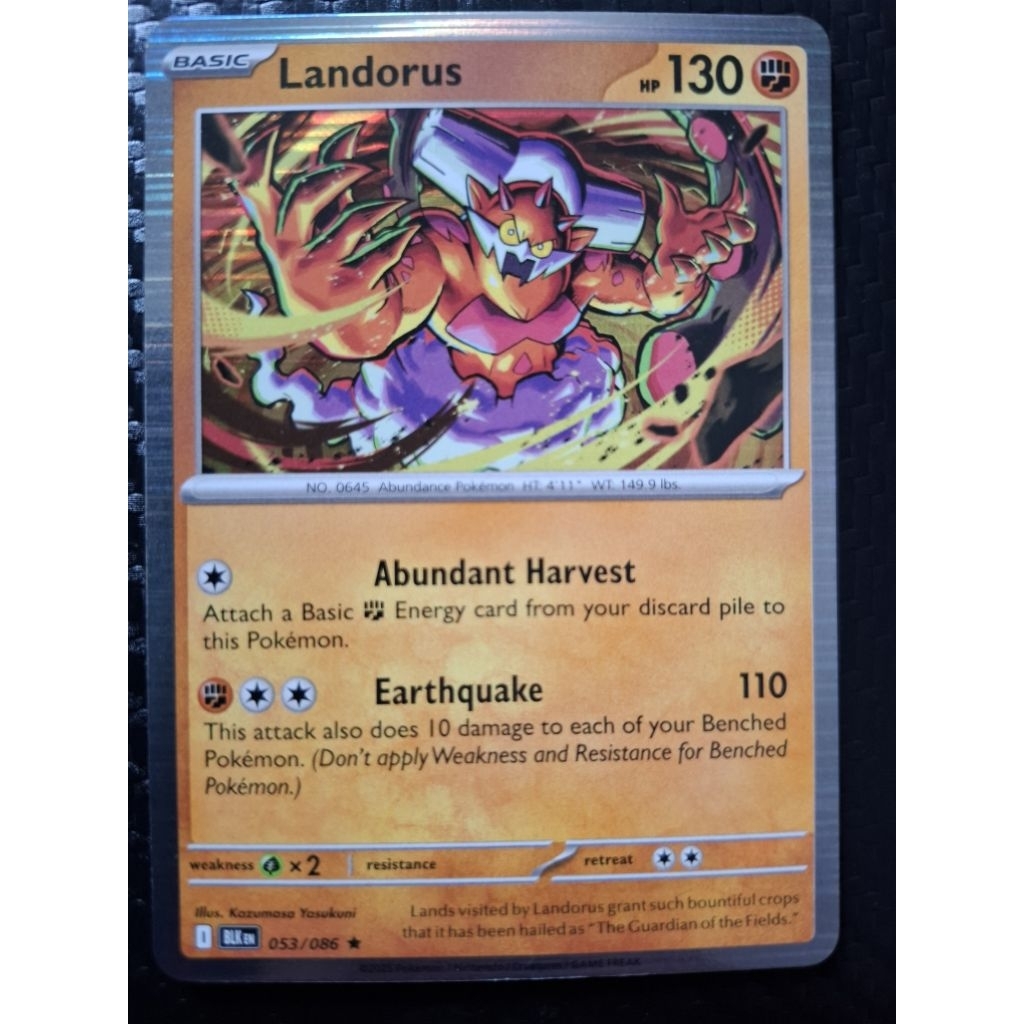 kartu pokemon original holo rare Landorus BLK 053/086
