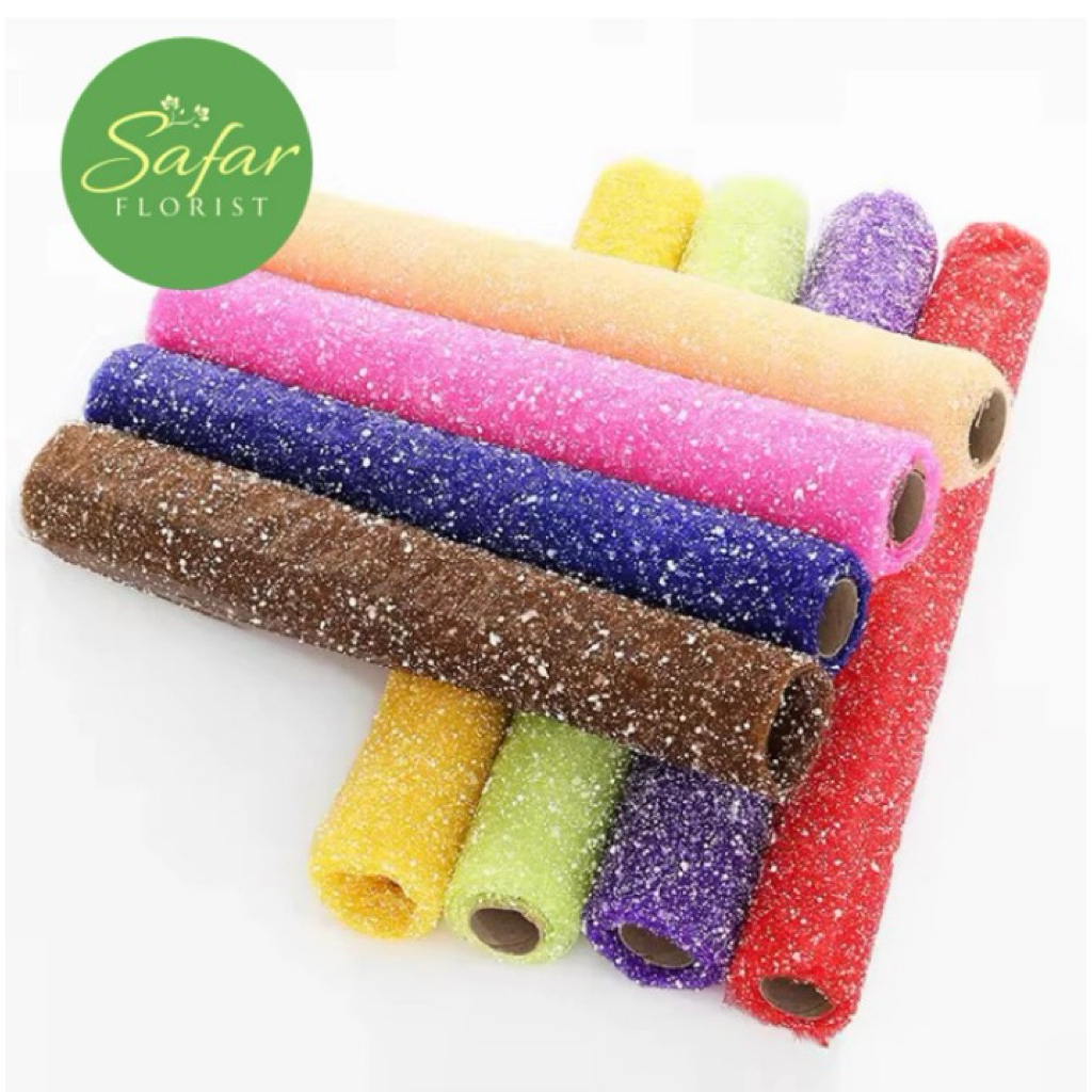 

[ 1 ROLL ] Mesh Tile Salju 50cm x 3.6m 4 Yard Polynet Snow Buket Bunga Flower Wrapping Jaring Jala Tulle