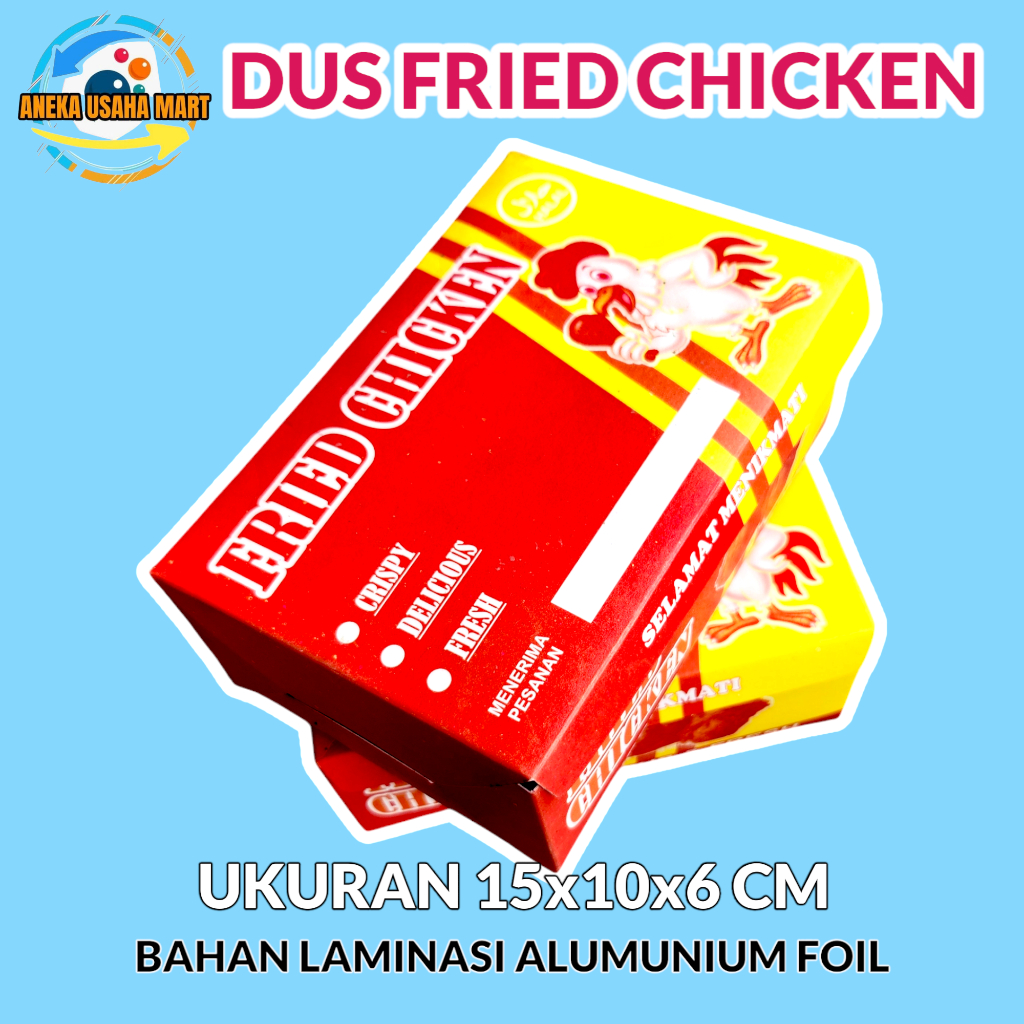 

100 Pcs Dus Ayam Geprek Dan Dus Fried Chicken Ukuran 15x10x6 cm