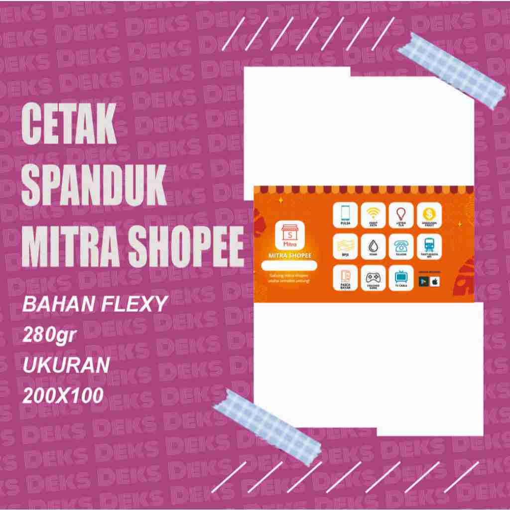 SPANDUK  [CUSTOM NAMA TOKO] Mitra Shopee - Banner Horizontal 200X100