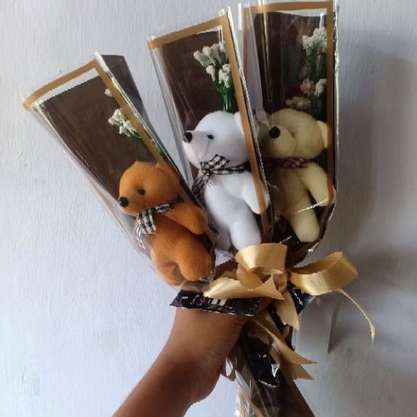 buket boneka | buket boneka kecil | hand buket | buket single rose