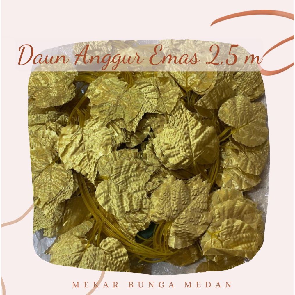 (GD 9) - (1 Lusin)  Daun Anggur Rambat Lilit Emas Premium 2,4 meter Artifisial Dekor Pelaminan