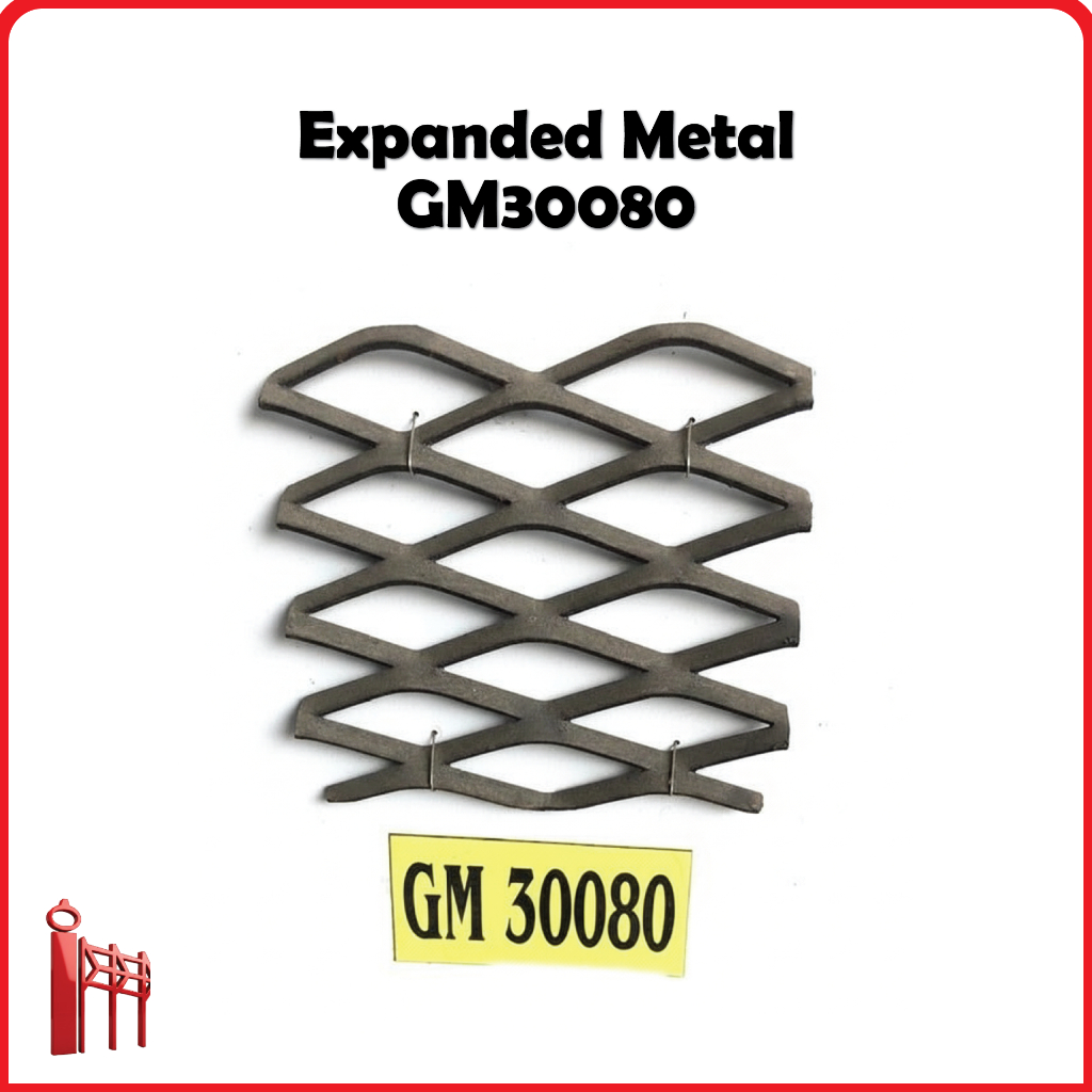 Expanded Metal Mesh GM30080 - Gridmesh Plat Tarik Ukuran 1,2m x 2,4m Tebal 3,0mm Lebar Potong 8,0mm 