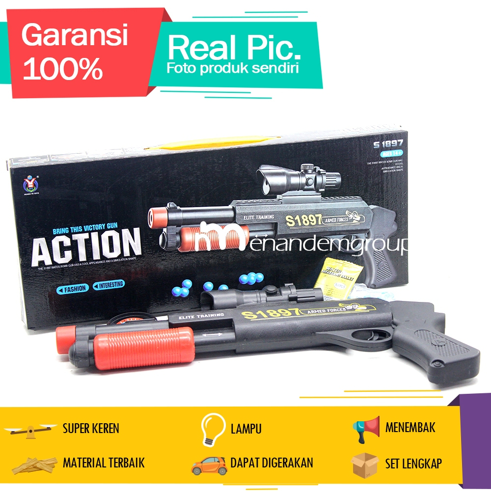 Mainan Anak Tembak Tembakan Pistol-Pistolan Elite Training Action Series Laser Peluru Air
