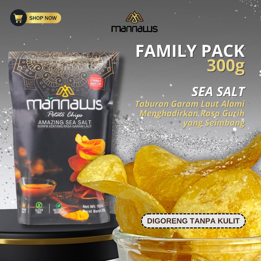 

Mannaws Potato Chips Snack Keripik Kentang - Ukuran Family Pack 300g - Amazing Sea Salt (Rasa Garam Laut)