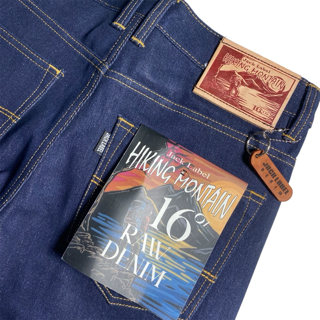 Celana denim 16 oz selvedge accent slim straigh blue indigo red line