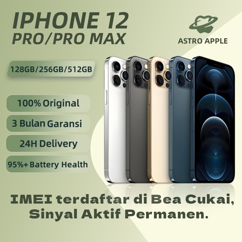 BC iPhone 12 PRO / iPhone 12 PRO MAX 128GB 256GB 512GB Sinyal Aktif Permanen Tangan Kedua 100%ORI Fu