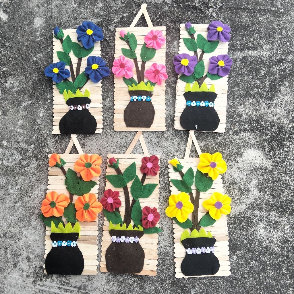 KERAJINAN TANGAN DARI STIK ES CREAM KERAJINAN TANGAN DARI KAIN FLANEL KERAJINAN TANGAN ANAK SEKOLAH 