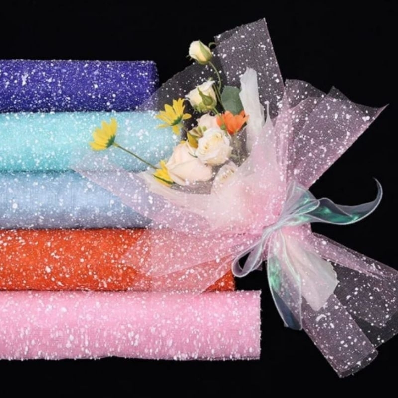 

(1 Lembar) Kain TILE SALJU | Snow Mesh Tile | Jaring Polynett Wrapping | Buket Bunga Flower Wrapping | Snow Flake Poly Mesh