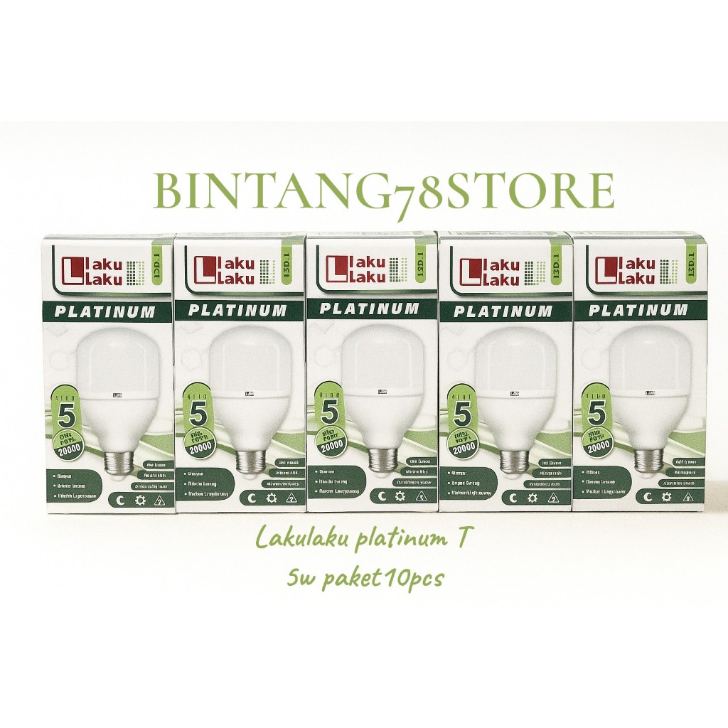 LAMPU LED 5W LAKULAKU PLATINUM T PAKET 10PCS LEBIH HEMAT - BOHLAM LAKULAKU