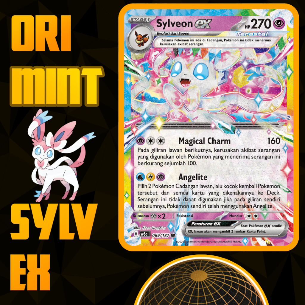 TCG Pokemon Kartu Sylveon Ex  069/187
