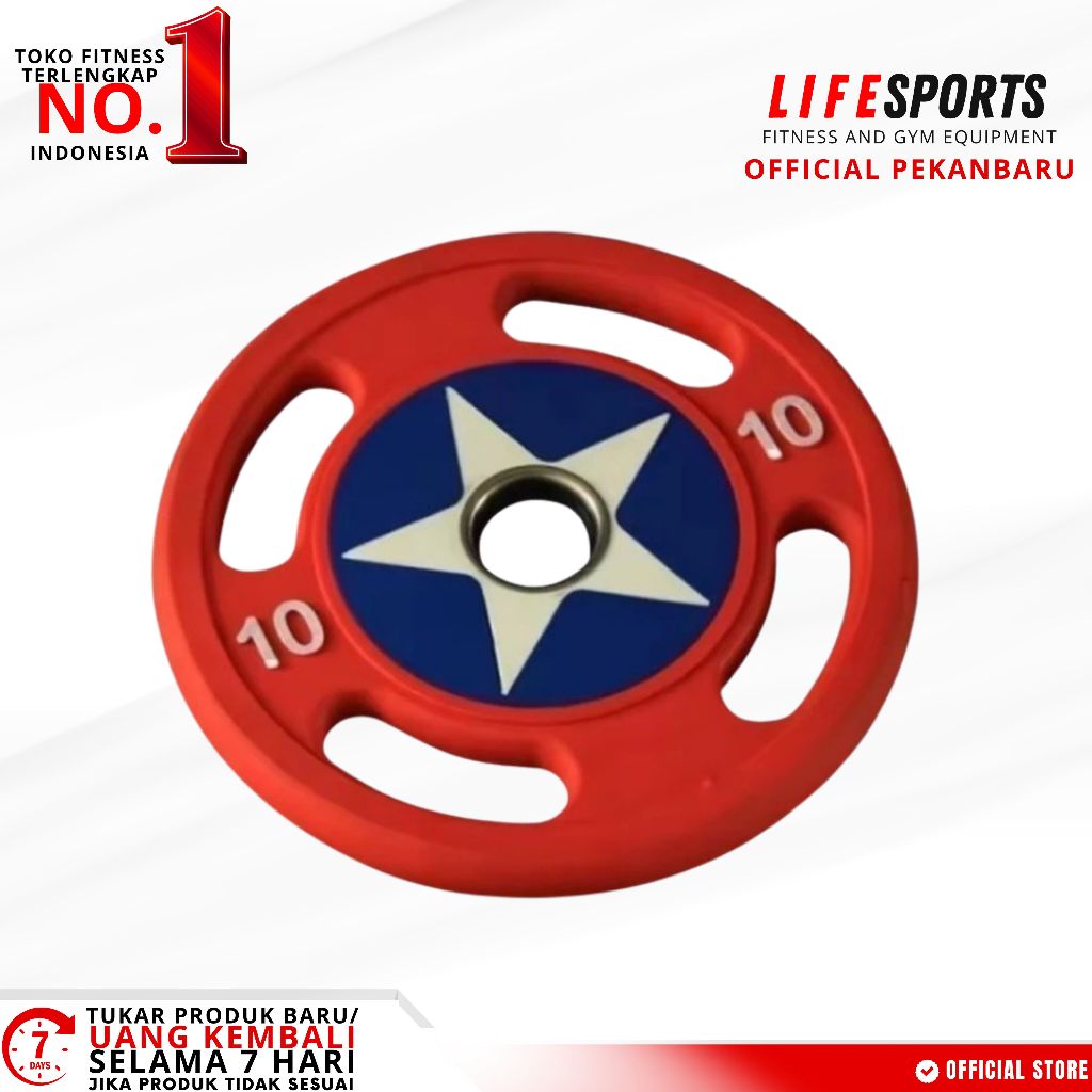 LIFESPORTS - Alat Fitness Gym Captain America Weight Rubber Plate Olympic Bumper 10 Kg