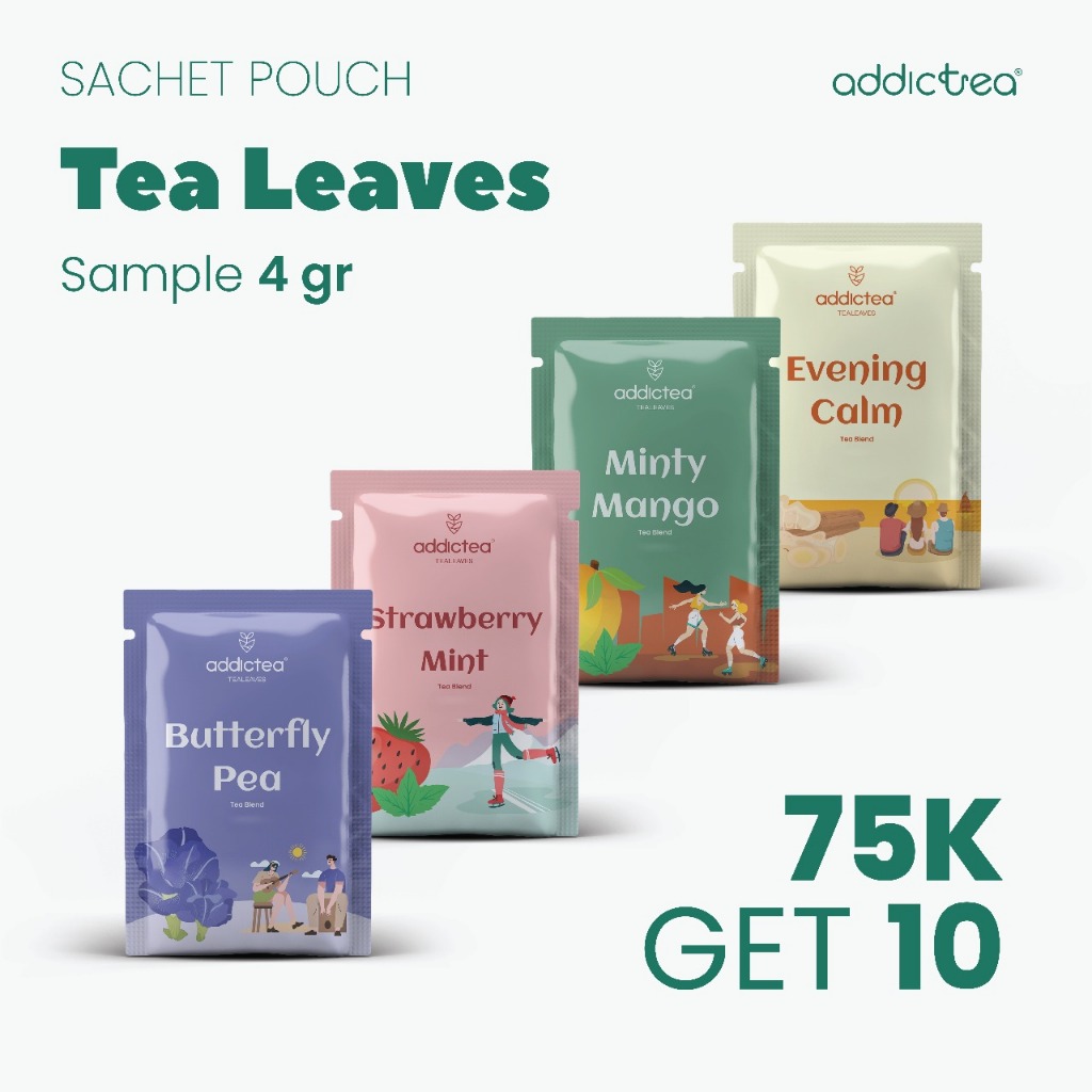 

Addictea | Specialtea Leaves Tea Bland Artisan Tea Kemasan Sample 4gr Blacktea, Greentea