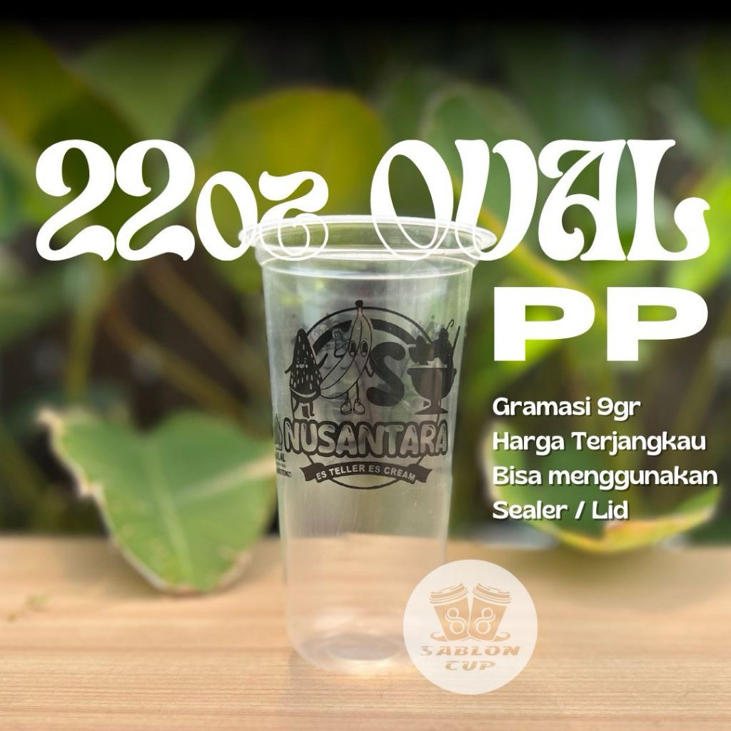 SABLON Cup PP Cup Oval STARINDO (22oz oval) || Gelas Plastik || Gelas Es Jus
