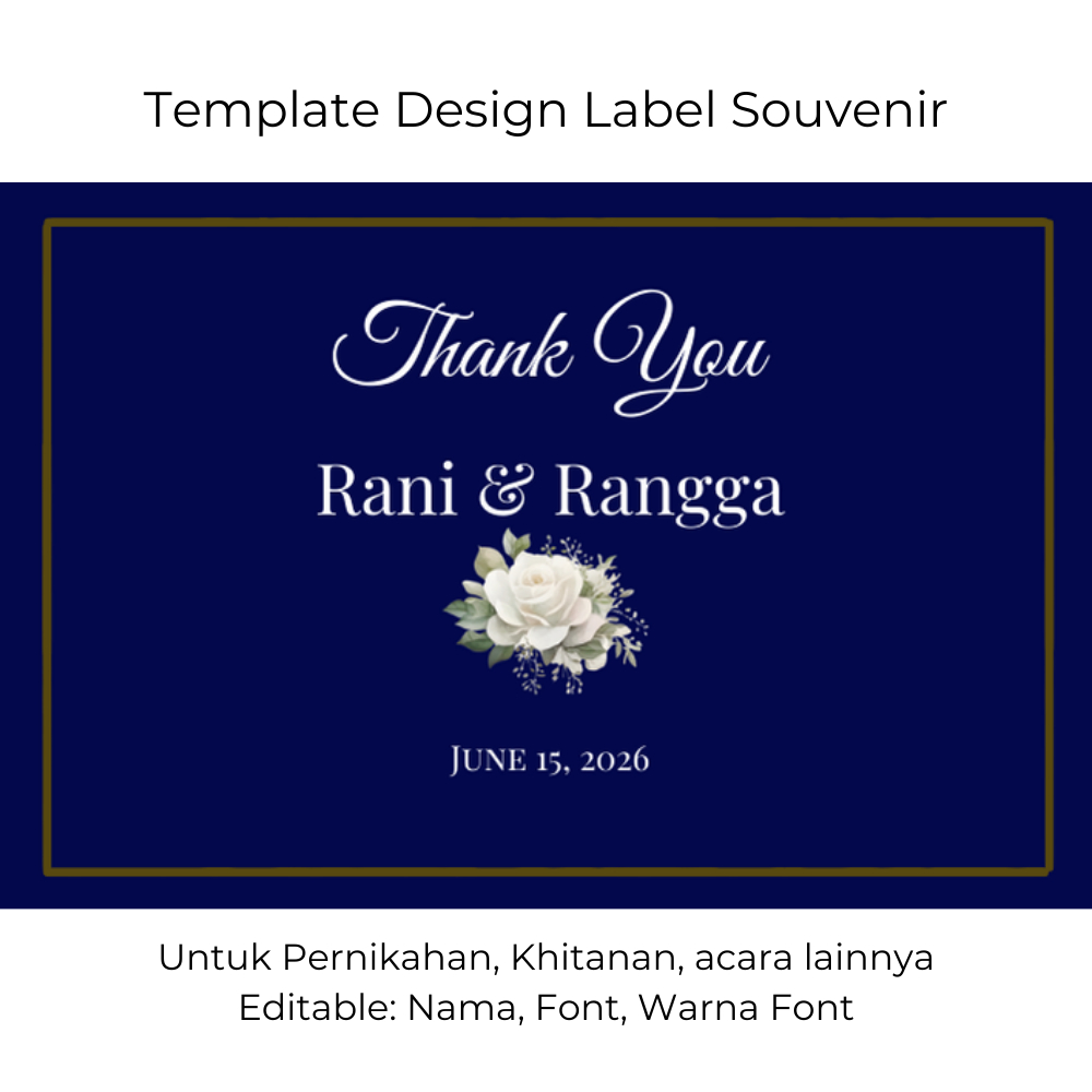 

Label Souvenir Pernikahan Custom – Desain Simple Blue Mewah, Nama & Tanggal Bisa Edit
