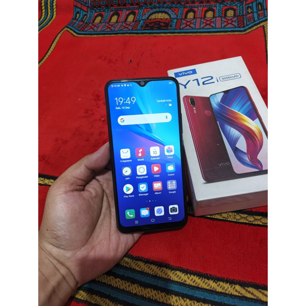 vivo y12i lengkap ram 3gb 32gb fulset dus garansi resmi normal smua hp bekas murah