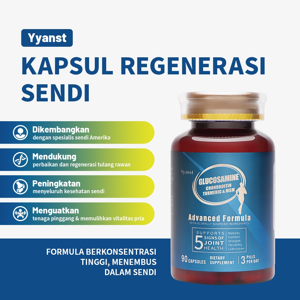 Yyanst Glucosamine Chondroitin Kunyit & MSM – 90 Kapsul Suplemen Kesehatan Sendi & Fleksibilitas