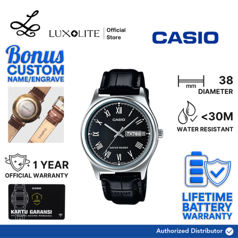 [Luxolite] CASIO Jam Tangan Pria Analog MTP-V006L-1BUDF/MTP-V006L-1B/MTP-V006L-1 Leather Strap