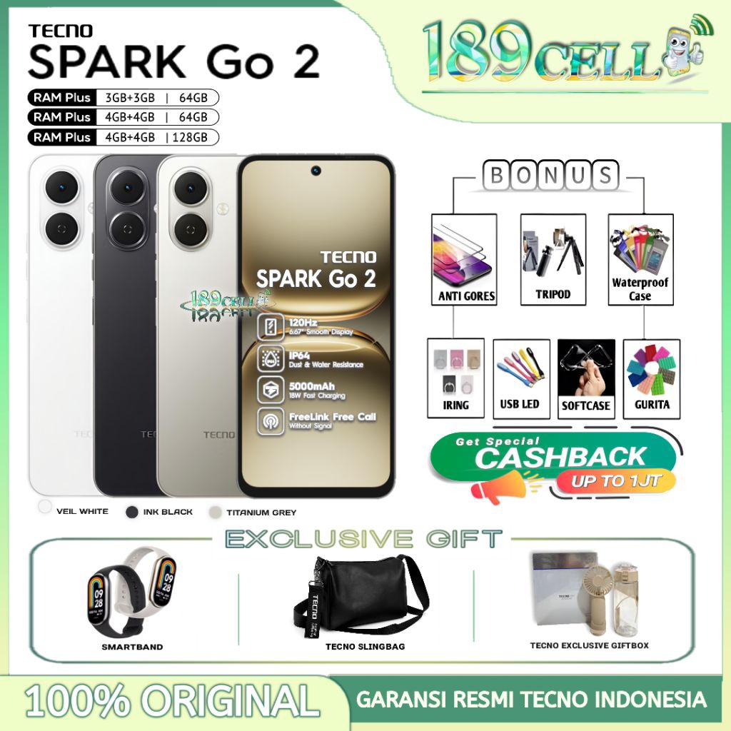 TECNO Spark Go2 [3/64GB] [4/64GB] [4/128GB]  Spark Go 2 GARANSI RESMI