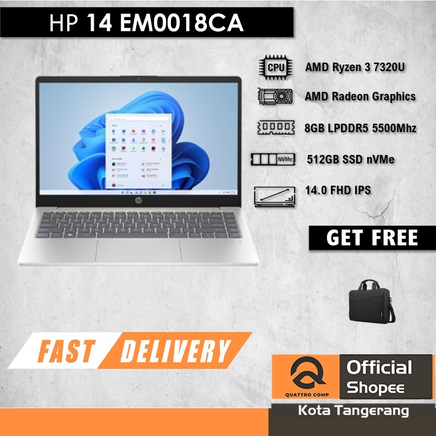 HP 14 RYZEN 3 7320U 8GB 512GB W11 14.0FHD IPS