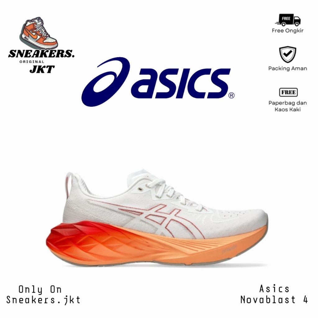Sepatu Running Asics Novablast 4 White/Moonrock Original