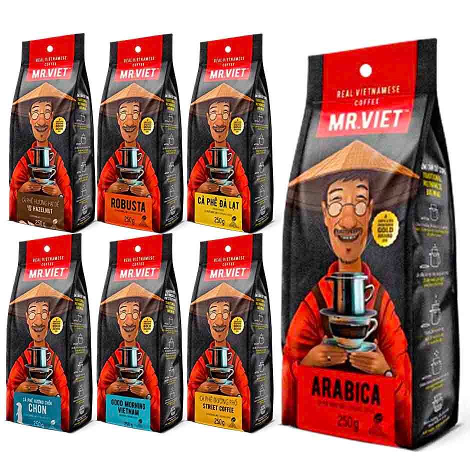 Kopi Vietnam MR VIET kemasan 250gr Halal Robusta, Hazelnut, Arabica, Chon, Ca Phe Da Lat, Good Morni