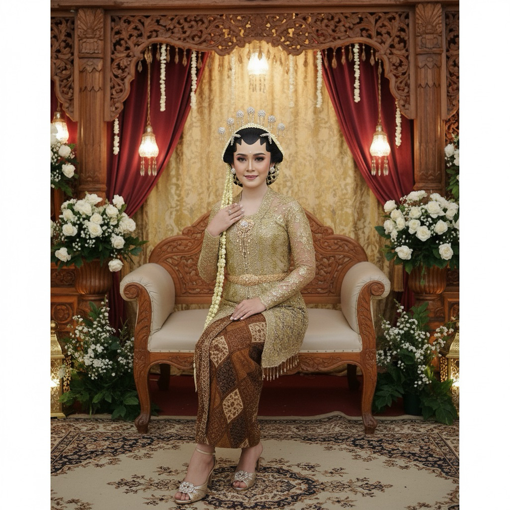 Sepasang Jarik Batik Prada benang emas like new full payet