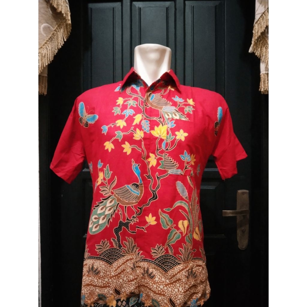 Kemeja Batik Pekalongan lengan pendek motif burung