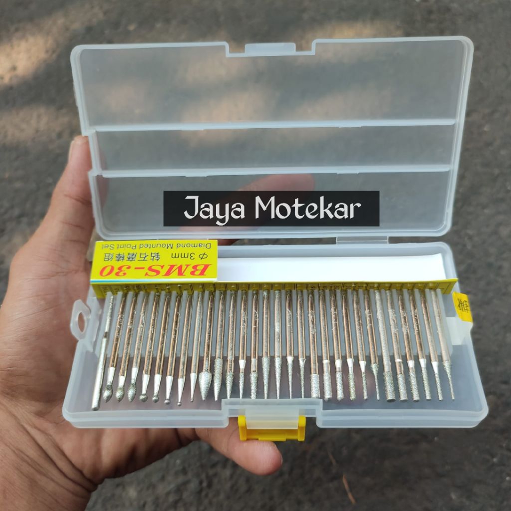 BMS_30 Bor Intan Mini Set 30 Pcs Mata Diamond Tuner Bor Ukir 3 mm BMS Terbaik