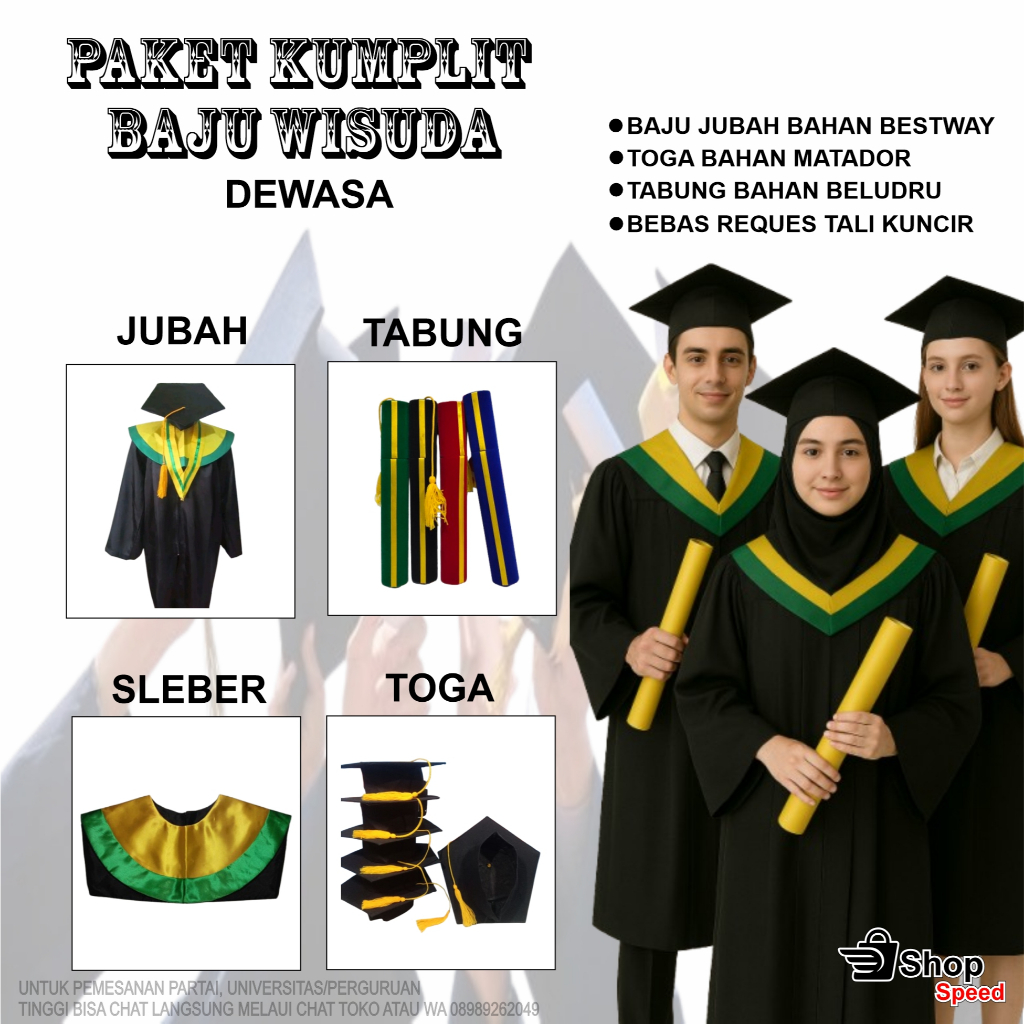 Paket Toga Wisuda / Jual Paket Toga Wisuda / Paket Perlengkapan Wisuda / Toga Wisuda Dewasa / Paket 
